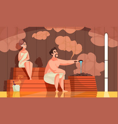 Steaming In Steam Room Cartoon Background