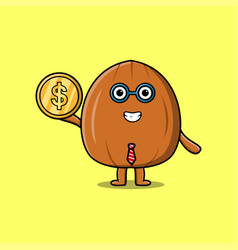 Almond Nut Successful Businessman Hold Gold Coin