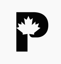 Canadian Red Maple Logo On Letter P Symbol Maple