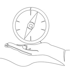 Continuous Line Drawing Hand Holding Compass