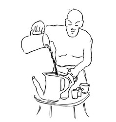 Simple Manual Draw Sketch Baldy Muscle Man