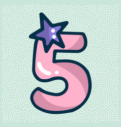 Unicorn Font Pink Number 5 With A Star