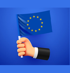 3d Hand Holding European Union Flag