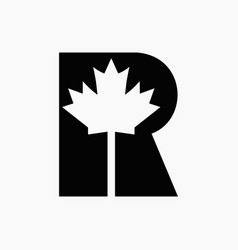 Canadian Red Maple Logo On Letter R Symbol Maple