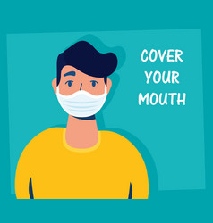 Man Using Face Mask With Cover Your Mouth