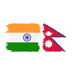 Nepal And India Grunge Flags Connection