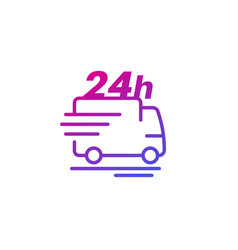 24 Hours Delivery Icon With A Van