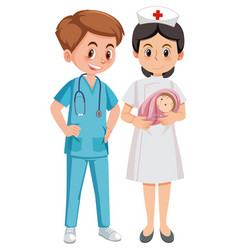 Doctor And Nurse With Newborn Baby