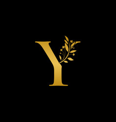 Golden Floral Letter Y Logo Icon Luxury Alphabet