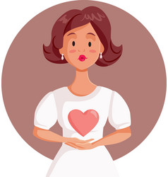 Kind And Serene Woman Holding A Heart Character