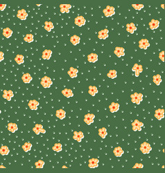 Orange Flowers In Endless Pattern With Polka Dots