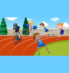 Scene With People Doing Track And Field Sports