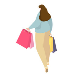 Woman Walking With Shopping Bags Casual Clothes