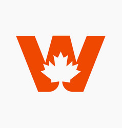 Canadian Red Maple Logo On Letter W Symbol Maple