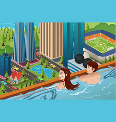 Couple On A Rooftop Swimming Pool