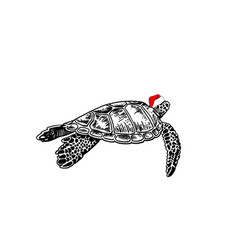 Graphical Christmas Element Turtle In Red Santa