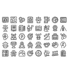 Personal Growth Training Icons Set Outline