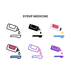 Syrup Medicine Icons Set With Different Styles