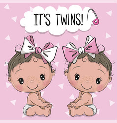 Two Cute Cartoon Twins Girls