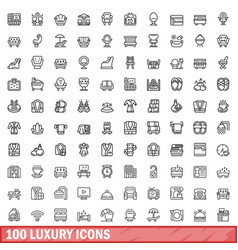 100 Luxury Icons Set Outline Style