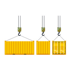 Cargo Container Hanging On A Crane Hook Port