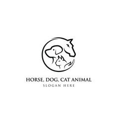 Cat Dog And Horse Frame Logo Design