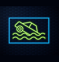 Glowing Neon Line Flood Car Icon Isolated