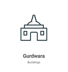 Gurdwara Outline Icon Thin Line Black