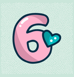 Unicorn Font Pink Number 6 With Heart