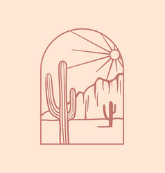 Boho Logo Cactus Desert Outline