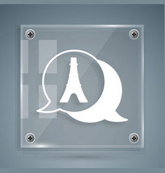 White Eiffel Tower Icon Isolated On Grey