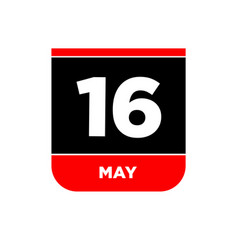 16th May Calendar Icon 16 May Typography