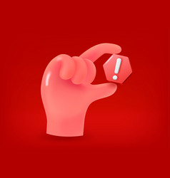 Comic Style Human Hand With Stop Sign 3d