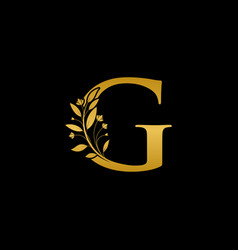 Golden Floral Letter G Logo Icon Luxury Alphabet