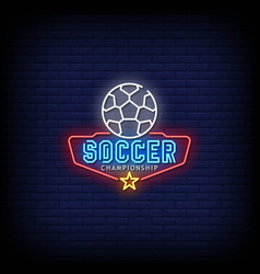 Neon Sign Soccer Championship With Brick Wall Back