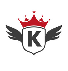 Letter K Transportation Logo With Wing Shield