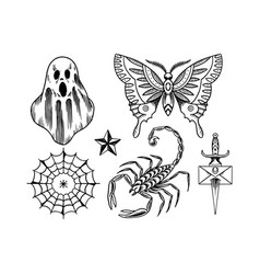 Old School Tattoo Stickers Set Ghost