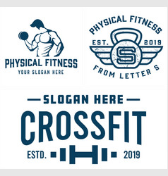 Set Of Physical Fitness Gym Logo Design