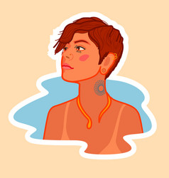 A Tanned Girl With Short Haircut