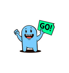 Character With A Poster With The Word Go