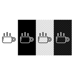 Set Line Coffee Cup Icon Isolated On Black And