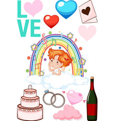 Valentine Theme With Cupid And Cake