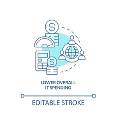 Lower Overall It Spending Turquoise Concept Icon