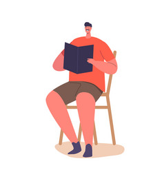 Male Character Sitting On Chair Reading The Book