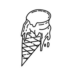 Melted Ice Cream Icon Doodle Hand Drawn