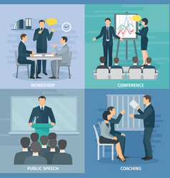 Public Speaking 4 Flat Icons Square