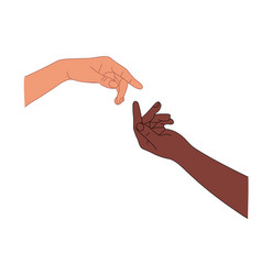 Two Interracial Hands Touching Art Isolated