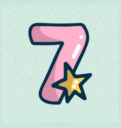 Unicorn Font Pink Number 7 With A Star