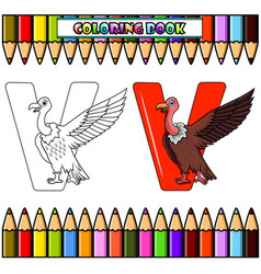 V Letter For Vulture Bird Coloring Book