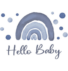 Watercolor Blue Boho Rainbow Hello Baby Sign